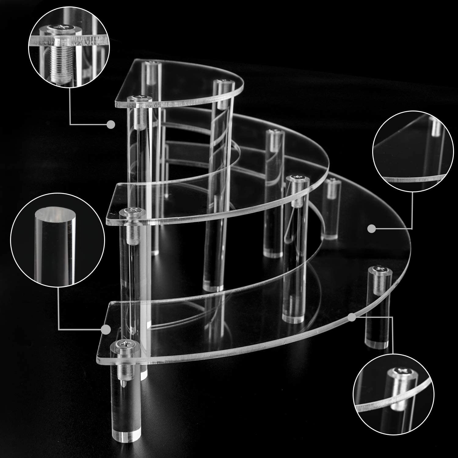 3-Tier Acrylic Round Cupcake D - Pop Display Shelf ulasan dan harga
